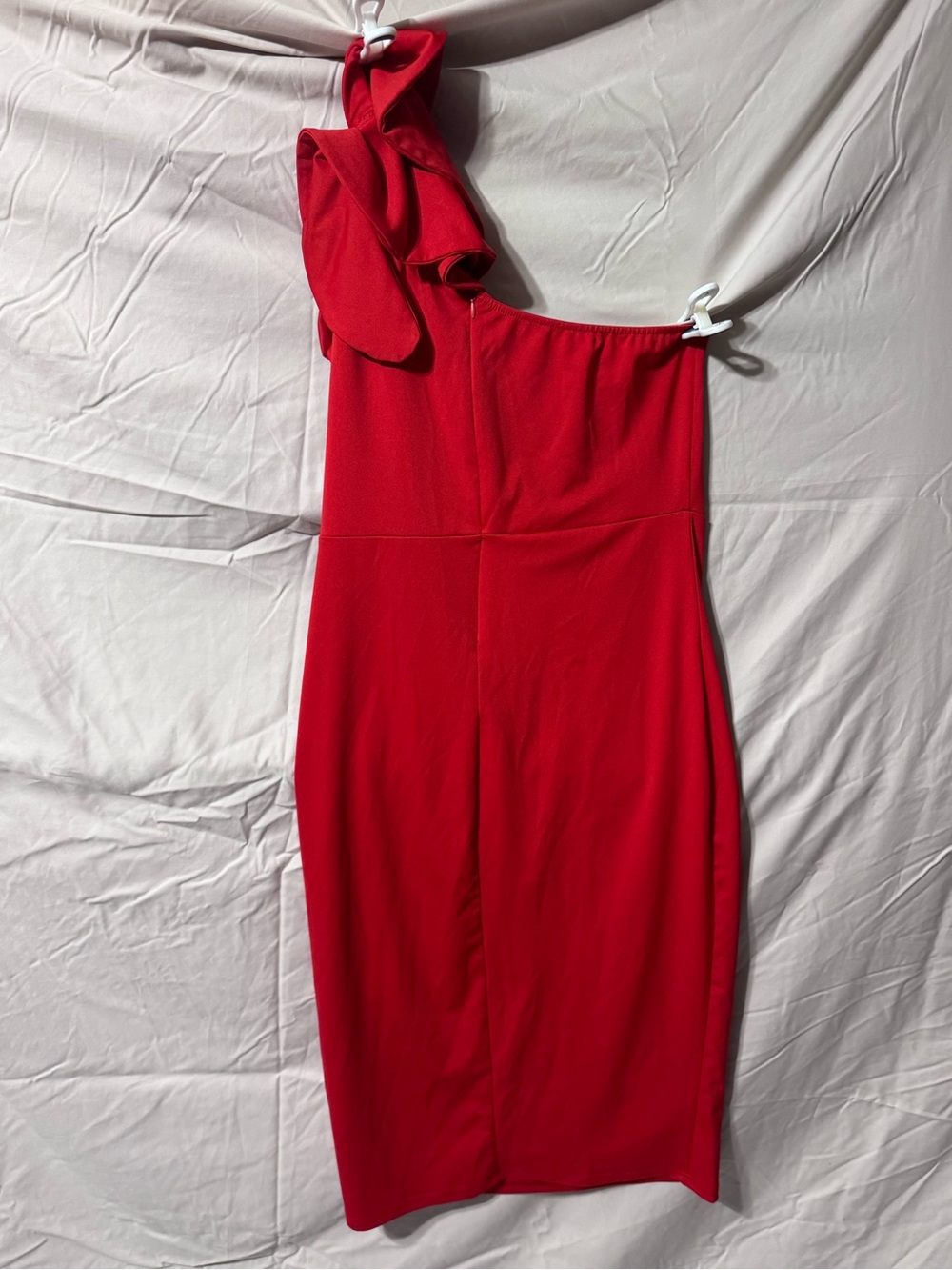 Source Unknown One-Shoulder Red Ruffle Cocktail Dress - Picture 5 of 7